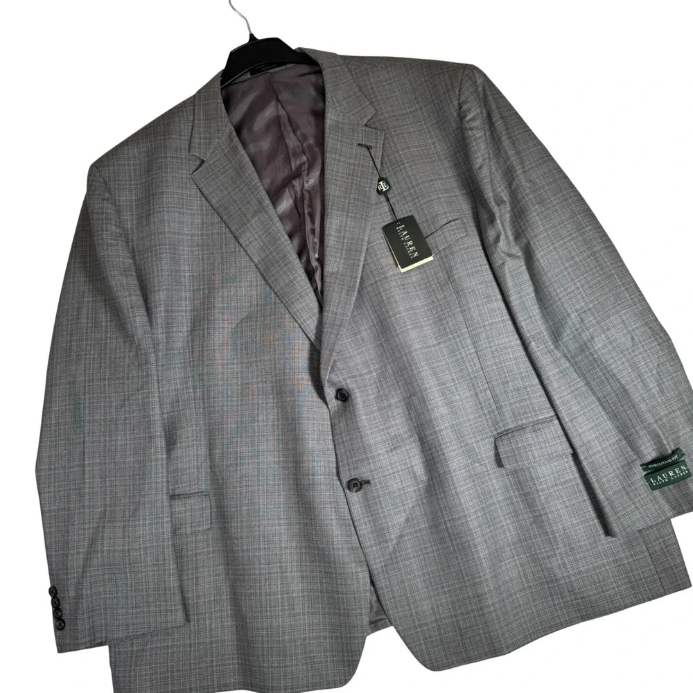 NWT Lauren Ralph Lauren Men 60R Executive Fit Silk Wool Blazer Grey EXEC12DX1210
